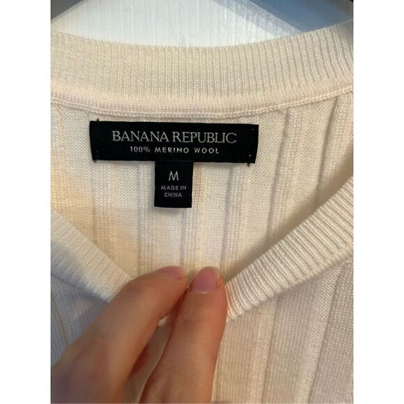 Banana republic sweater merino extra fine wool size medium off white long sleeve - Picture 2 of 5